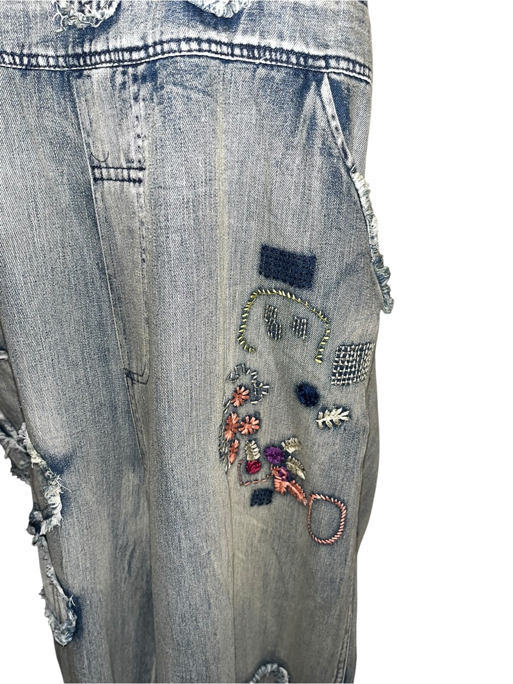 🦋BlueVelvet XL Denim Floral Patch Overalls BV003 - Picture 6 of 11